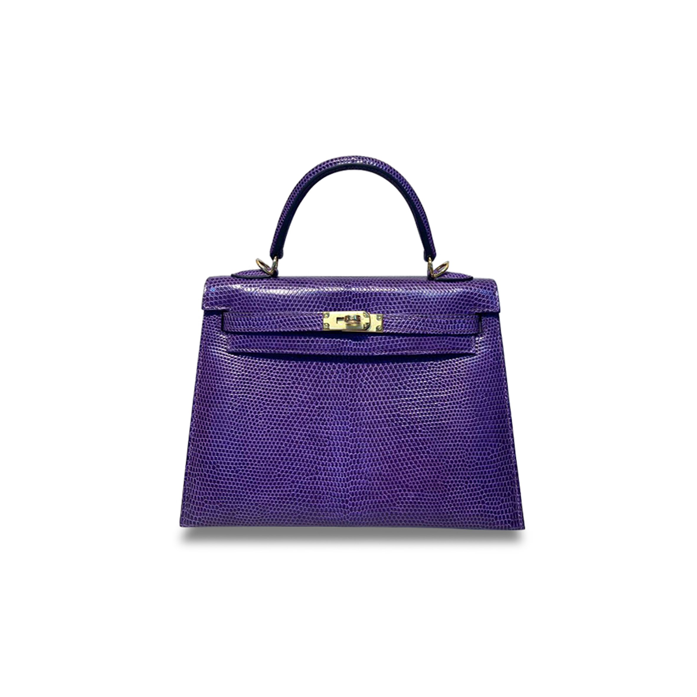 HERMÈS MASTER KELLY 25 LIZARD VIOLET GOLD BUTTON (25*17*7cm) 